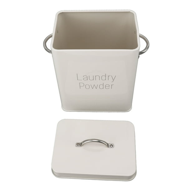 Contenedor De Lavandería De Metal, 20 X 16 X 12 Cm, Recipiente De Almacenamiento De La Granja Con Tapa De Cuchara Para Lavandería En Polvo De Arroz Con Alimento