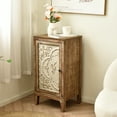 thumbnail image 6 of eHemco Vintage Florentine End Table with Floral Door Panel, 16.5 x 14 x 31 Inches, Indoor Storage Cabinet, Natural and Cream Finish, 6 of 9
