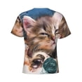 thumbnail image 6 of Vsdgher Playful Cat Print Men's Dry Fit Mesh Athletic Shirts Moisture Wicking Tennis T-Shirt Tops, 6 of 9