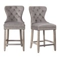 thumbnail image 6 of Westin Outdoor 24" Tufted Velvet Bar Stool (Set of 2), Antique Gray/Velvet Gray, 6 of 6