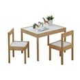 thumbnail image 1 of Open Box PJ Wood 3pc Table and Chairs Set w/Natural Finish & Dry Erase Surface, 1 of 8