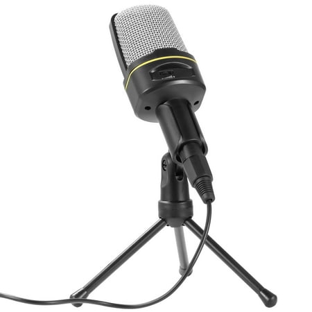 Professional Condenser Microphone 3.5mm Studio Recording Microphone w/ 180° Tripods for Podcasting Gaming