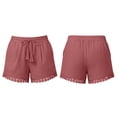 thumbnail image 4 of Htrmlpk Summer Linen Shorts for Women's Elastic Waist Summer Beach Bottoms Athletic Shorts Drawstring Outdoor Work Shorts Jogging Walkshort Pocket, 4 of 7