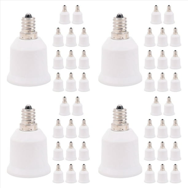Paquete de 48 Adaptadores E12 A E26, Portalámparas E12 A Base Media, Convertidor E26 E27, Adaptador de Portalámparas, Portalámparas para Candelabros