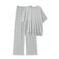 thumbnail image 2 of MINTREUS Lounge Sets for Women Knit Short Sleeve Tops and Long Pants Soft Comfy Pajamas Set Oversized 2 Piece Outfits S-4X, 2 of 8