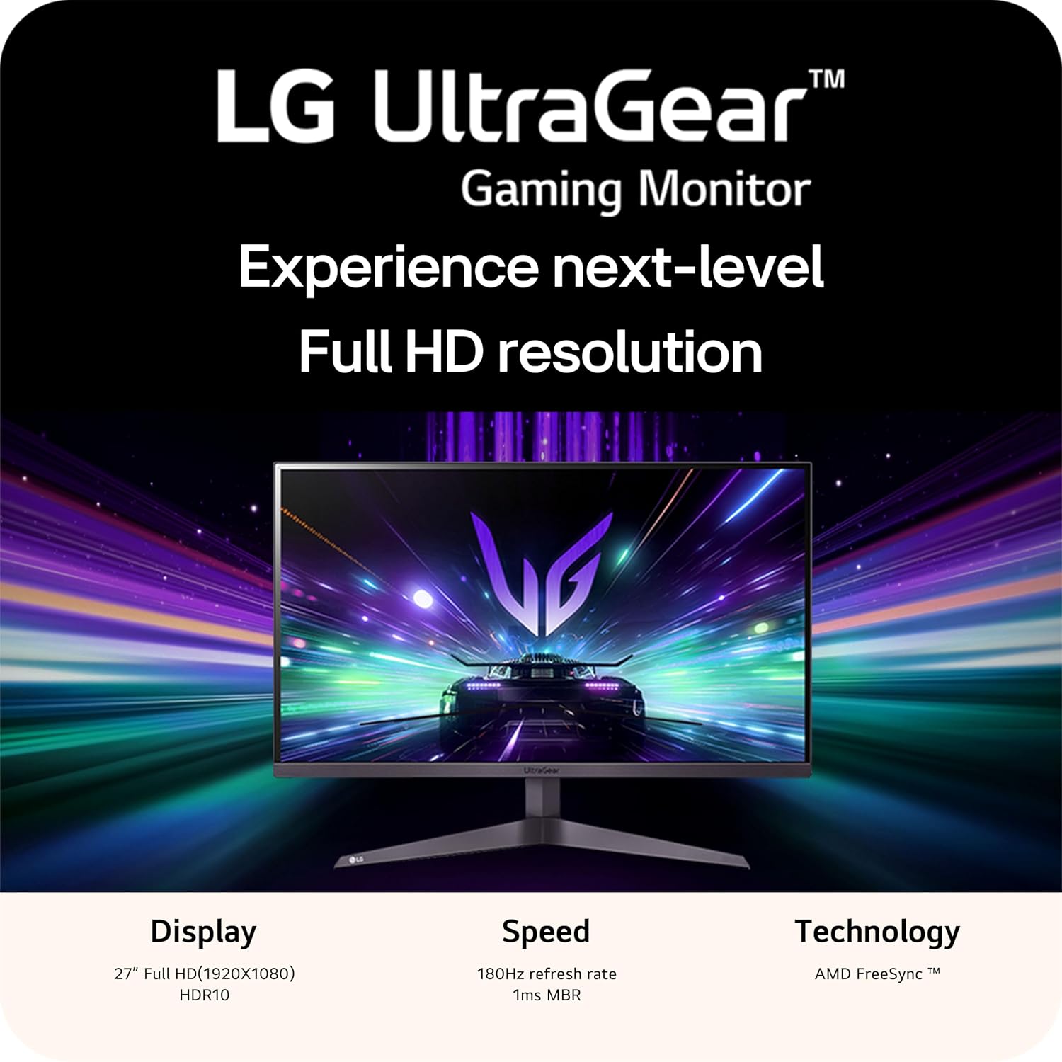 Open Box LG 27GS40W-B 27-Inch Ultragear FHD (1920 x 1080) Gaming Monitor, Black