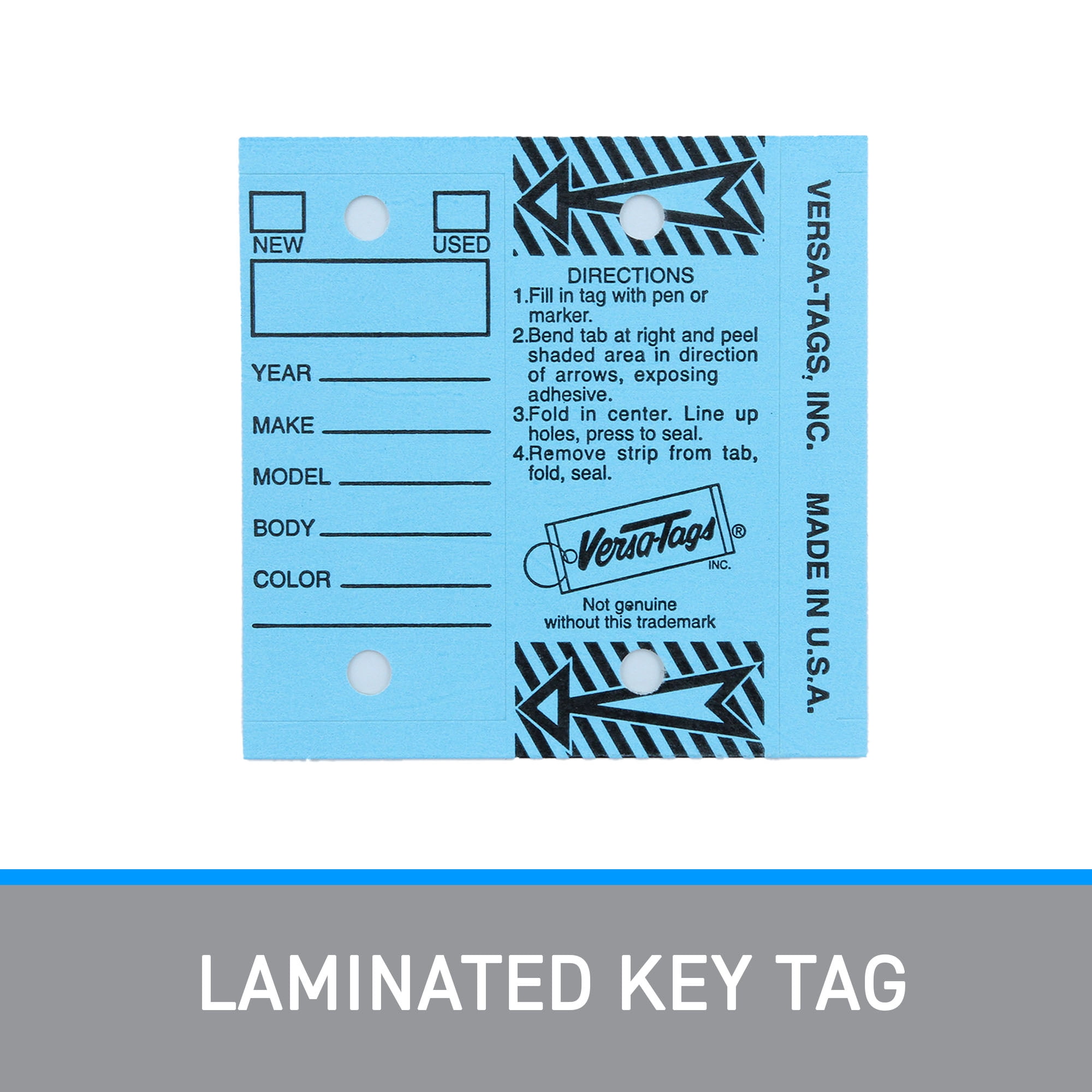 Laminated Key Tag - Blue - Key Rings Included - 1¼"W x 3"H - Box of 250- Light Blue Key Tags - Durable Key Tags with Labels for Dealerships - Key Ring Key Tag for Easy Identification and Organization