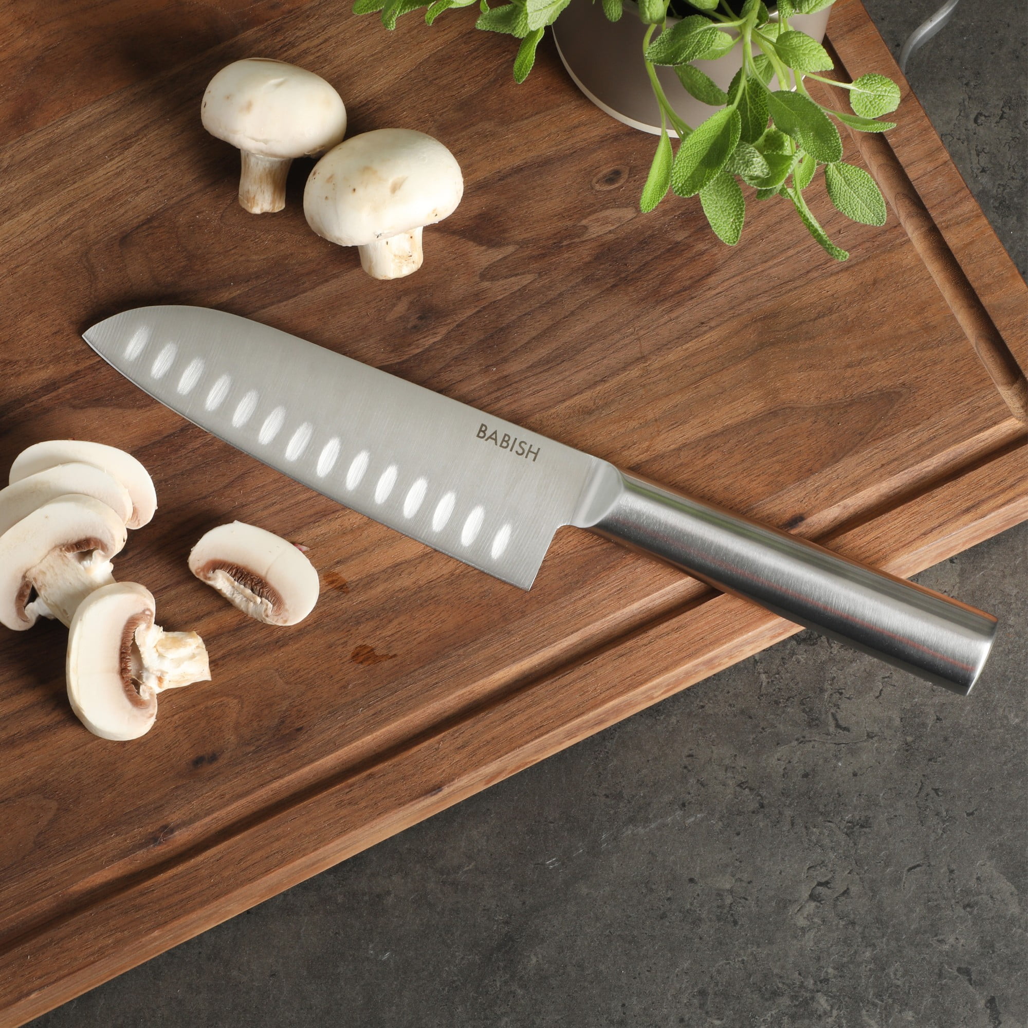 Babish 6.5-Inch Santoku Knife – High-Carbon 1.4116 German Steel Kitchen Knife, Full-Tang Razor Sharp Blade for Chopping, Slicing, Dicing & Precision Prep