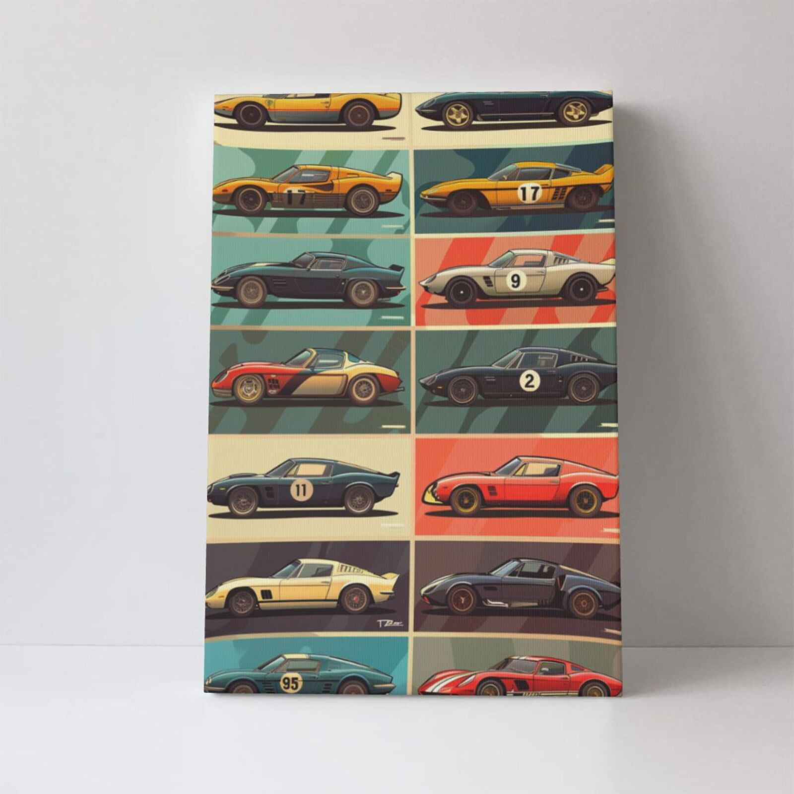 16x24 inch Canvas Frameless Painting Vintage Sports Car Illustration,Home Garage Decor Accessory,Classic Car Illustration Modern Style Canvas Poster,Gifts For Sports Car Lovers,Bedroom,Cafes