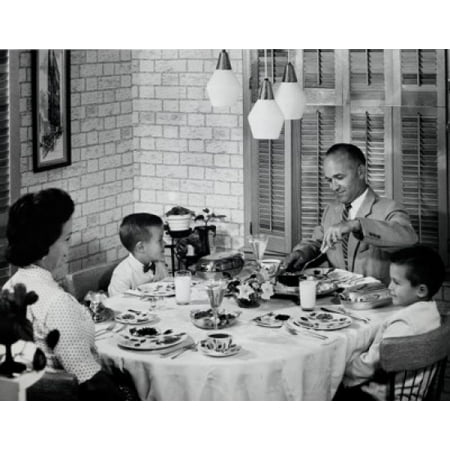 Parents eating with their children Stretched Canvas -  (24 x 36)