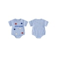 thumbnail image 2 of BemeyourBBs Newborn Baby Boy Girl 4th of July Outfit Patriot Independent Day Summer Clothes Infant Baby Bubble Romper Letter Star Flag Embroidery Short Sleeve Bodysuits Jumpsuits, 2 of 9