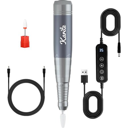 YJJSKEJI Portable Electric Nail Drill, Compact E-File Electric Professional Nail File for Acrylic Nails, Gel Nails, Manicures, Pedicures, Polishes, Adaptable Handpiece for All Brand Nail Drills