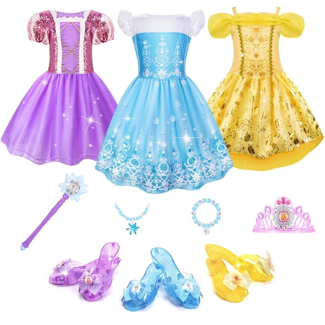 Set de disfraz de princesa Meland para niñas de 3 a 6 años con zapatos y acceso.