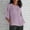 Purple, variant on ZZwxWA Women's Summer Fashion Cropped Sleeves Round Neck Cotton Line Loose Shirt Blouse