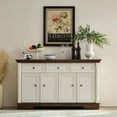thumbnail image 2 of CQSXDA Farmhouse Style Kitchen Storage Cabinet in Classic White Finish 55 Inch Wooden Buffet Sideboard with Drawers, 2 of 9
