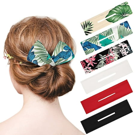 6 Pieces French Hair Bun Makers Boho Style Cloth Hair Bun Band Floral Hair  Bun Clip