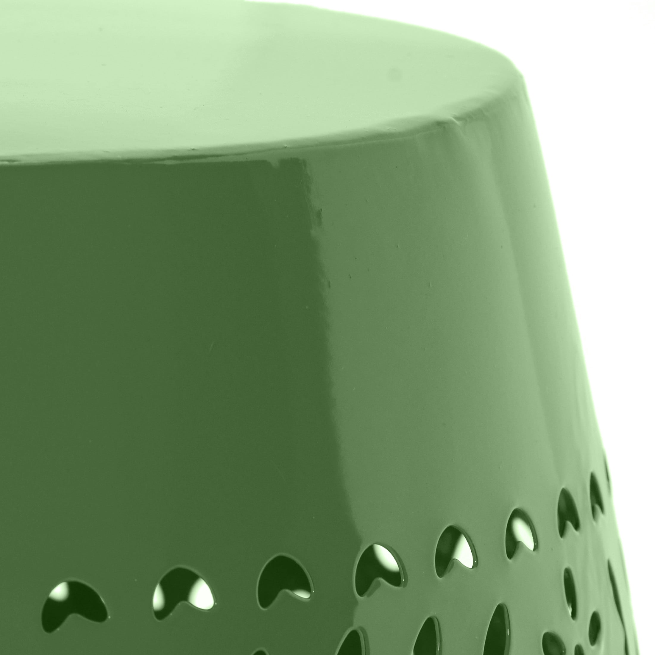 Christopher Knight Home 12" Outdoor Lace-Cut Iron Side Table, Decorative Barrel Accent Patio Table, Green