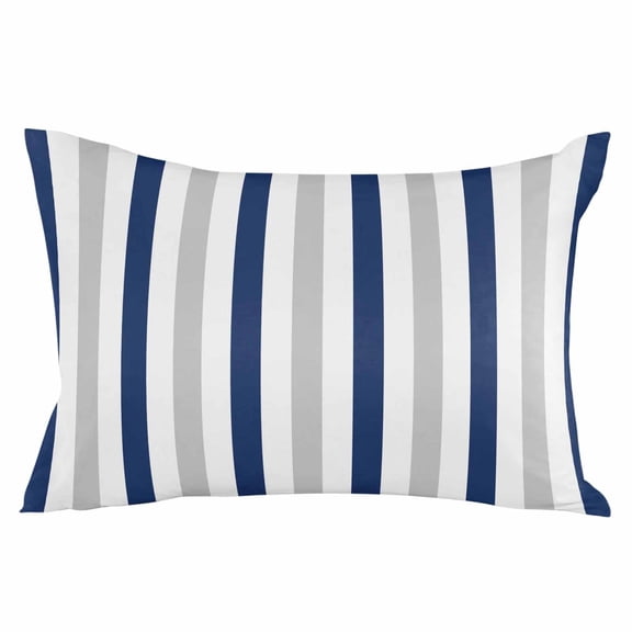 Outdoor Waterproof Throw Pillow Covers Set of 2 Navy Blue Grey Stripes Decorative Pillowcases Lumbar Outdoor Pillows Cushion Case 20x12 Inch Lines Striped Patio Pillows for Couch Sofa Bed Garden