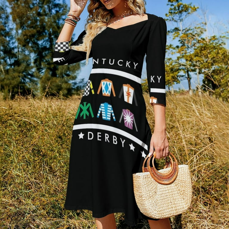 Kentucky Derby Day Sweetheart Knot Flared Dress Fashion Design Large Size  Loose Dress Spring Summer Women Dress - Walmart.com