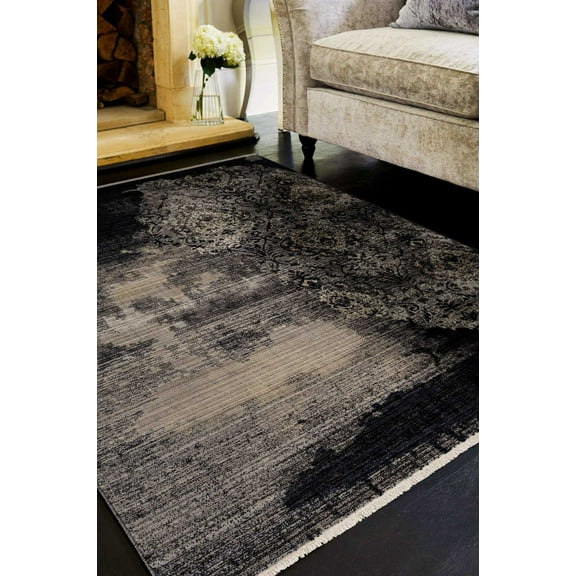 4'x6' Blue Machine Woven Distressed Vintage Traditional Indoor Area Rug