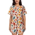 thumbnail image 1 of Balery Colorful Maple Leaves Conjunto de Pijama para Mujer con Estampado, Dos Piezas de Manga Corta y Shorts, Ropa de Dormir Suave con Cuello Redondo y Bolsillos-Medium, 1 of 6