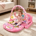 thumbnail image 4 of Baby Piano Play Gym Activity Mat, Pink Animal Hanging Rattles Kick Piano Fitness Playmat, Early Sensory Educational Tummy Time Toy for Newborn Infants 0-15 Months, 4 of 7