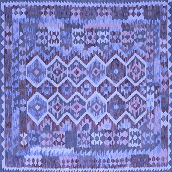 Ahgly Company Indoor Square Southwestern Blue Country Area Rugs, 6' Square