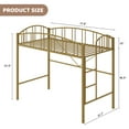 thumbnail image 2 of Festisoul Loft Bed Twin Size with Stairs and Arched Guardrail, Sturdy Metal Slats Bed Frame, Noise Free, No Box Spring Needed for Dorm, Space Saving, Gold, 2 of 10