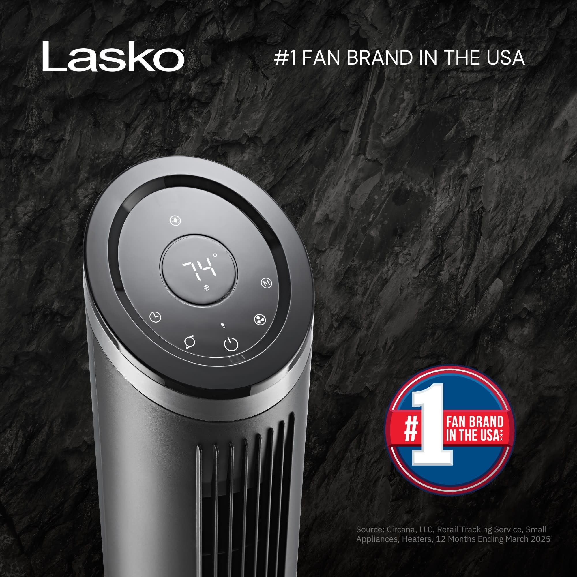 Lasko Apex 42" 6-Speed Tower Fan, 29 ft/s Airflow, Carbon X Filtration and Remote, Black, RST200