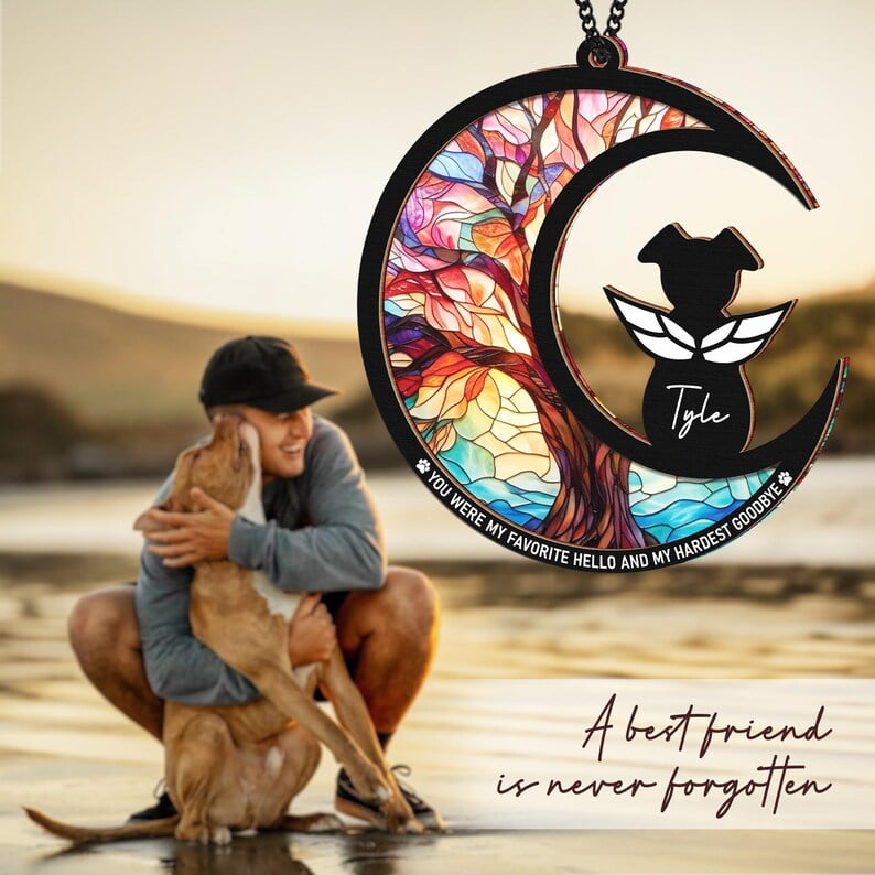 Dog Memorial Suncatcher - DIY Pet Sympathy Gift Card, Loss of Dog Keychain, You Were My Favorite Hello Ornament, Dog Mom Sympathy
