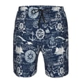 thumbnail image 3 of Zufioo Sailing Cruises Nautical for Men's Casual Beach Shorts, Sports Fitness Quick-drying Drawstring Shorts with Pockets for Home Wear-XX-Large, 3 of 6