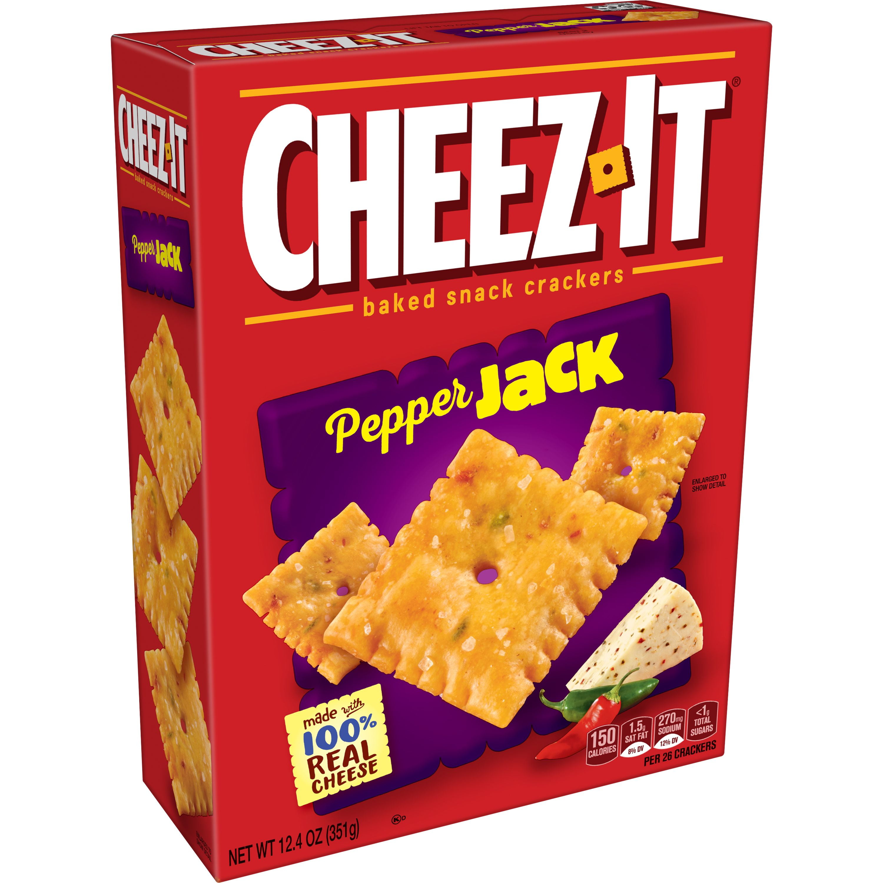 CheezIt Baked Snack Cheese Crackers, Pepper Jack, 12.4oz