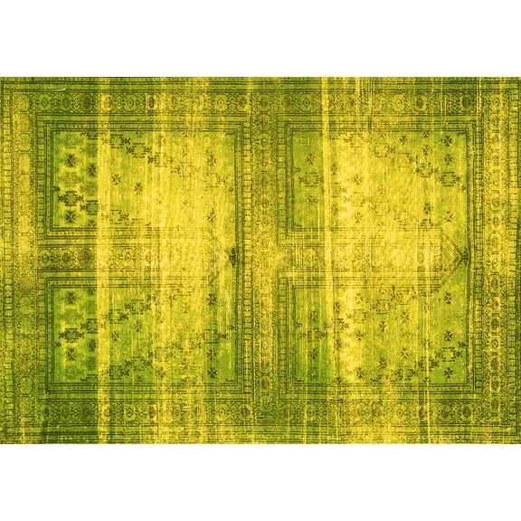 Ahgly Company Indoor Rectangle Persian Yellow Traditional Area Rugs, 5' x 7'
