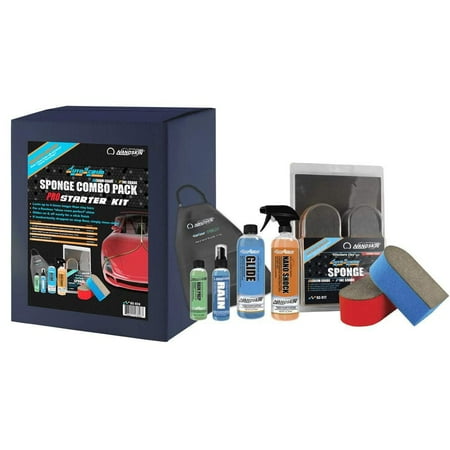 Nanoskin AUTOSCRUB Surface Prep Sponge - Combo Pack Pro Kit - Clay Bar Replacement Tool to Remove Embedded Contaminants Before Wax & Coating | Safe for Painted Surface, Glass, Plastic, Metal & More