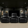 thumbnail image 2 of Bonzy Home Electric Power Recliner Chair Set of 3, Leather Home Theater Seating with Swivel Tray Cup Holders USB Port & Hidden Storage, Reclining Chair Sofa Furniture for Movie Room, Black, 2 of 13