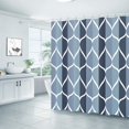 thumbnail image 2 of Cortina de ducha geométrica azul Egeo, diseño impermeable y poliéster, juego de cortinas de ducha de tela azul para baño W 72 x H 72, 2 of 5