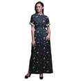 thumbnail image 1 of Bimba Rayon Pecan Leaves Printed Womens Long MaxiDressGown With Side Slit-X-Large, 1 of 6