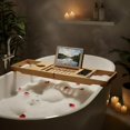 thumbnail image 2 of Bamboo Bathtub Tray - Wood Bath Caddy with Book, Phone, or Tablet Rest, Cup Holder, and Extended Sides for Bath Accessories by  (Natural), 2 of 8