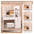 thumbnail image 4 of HeSLehs Makeup Vanity Desk with Mirror & Lights, Glass Top Dressing Table Vanity with 3 Drawers, 37'' Large Makeup Vanity Set with Bench, White Vanity for Girl Bedroom Dorm, 4 of 7