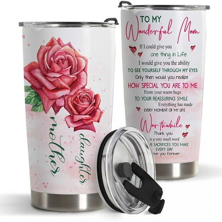 

Athenstics Gifts For Mom From Daughter - Birthday Gifts For Mom - Mother s Day Gifts From Daughter - Christmas Birthday Presents For Women - Floral Mom Gifts - 20 Oz Rose Pink Stainless Steel Tumbler
