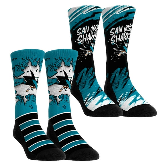 Unisex-Rock Em Socks  San Jose Sharks Ice Breaker Two-Pack Crew Socks Set