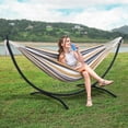 thumbnail image 2 of SUNCREAT 2 Person Hammock with Stand, Heavy Duty Free Standing Hammock with Stand Included, Coffee Stripes, 2 of 8