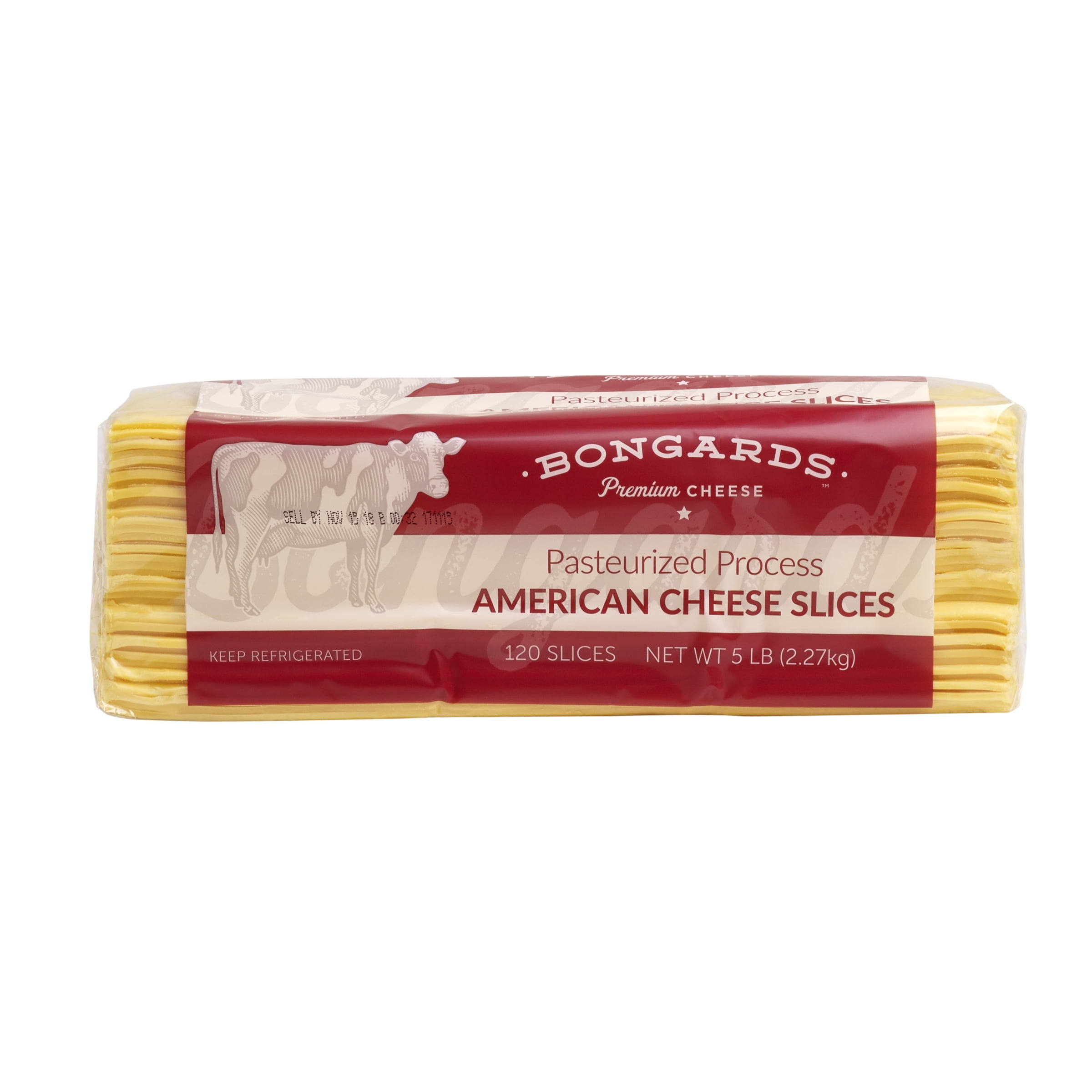 (4 Pack) Bongards Processed Yellow American Cheese Slices, 5Lb
