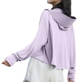 thumbnail image 3 of Women's Ice Silk UV Sun Protection Hoodie Jacket With Zipper Thin Breathable Loose Fit Cycling Sun Clothing With Detachable Hood Lightweight Long Sleeve Sunshirt Windproof Skin Friendly Coat, 3 of 3
