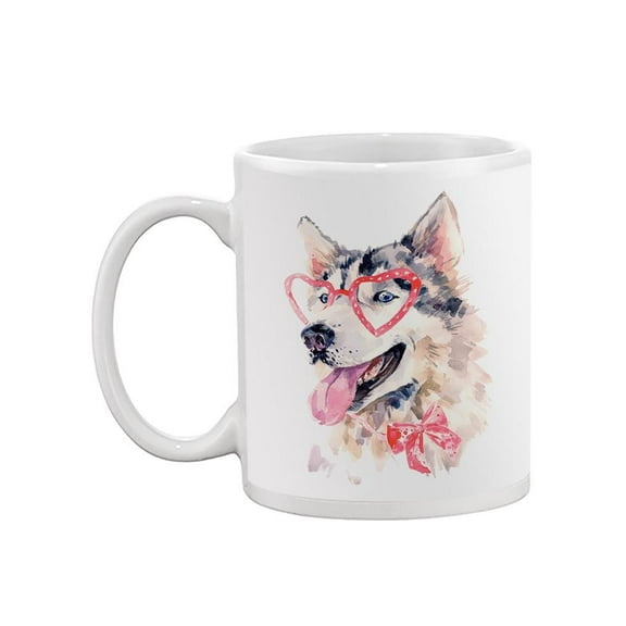 Dog With Heart Glasses Mug  -Image by Shutterstock,
