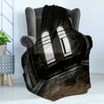thumbnail image 4 of Industrial Soft Flannel Fleece Blanket, Vintage Style Grunge Floor Walls and Windows Messy Aged Wrecked Workshop, Cozy Plush for Indoor and Outdoor Use, 70" x 90", White Dark Brown, by Ambesonne, 4 of 5