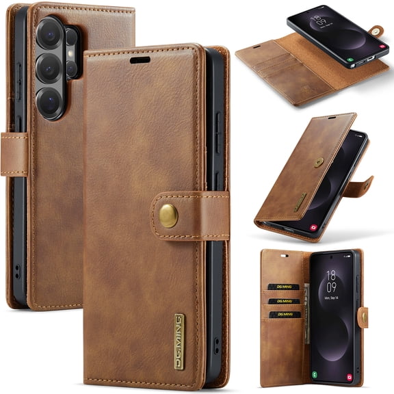 Detachable Wallet Case for Samsung Galaxy S26 Ultra RFID Blocking Card Slots Holder Removable 2 in 1 Wallet Phone Case Premium PU Leather Magnetic Kickstand Shockproof Flip Protective Cover,Brown