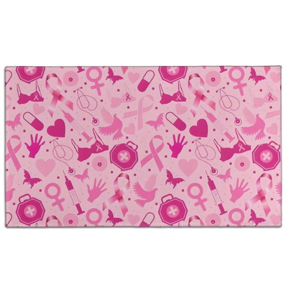 Pink Breast Cancer Door Rugs,Washable Non Slip Door Mats Indoor,Decorative Door Mats,Entry Mat Indoor for Entrance,Bedroom,Kitchen,Bathroom,17"x30"