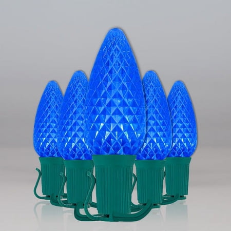 OptiCore C9 LED Blue Christmas Lights String Lights with Shatterproof Christmas Bulbs 50 Lights 50