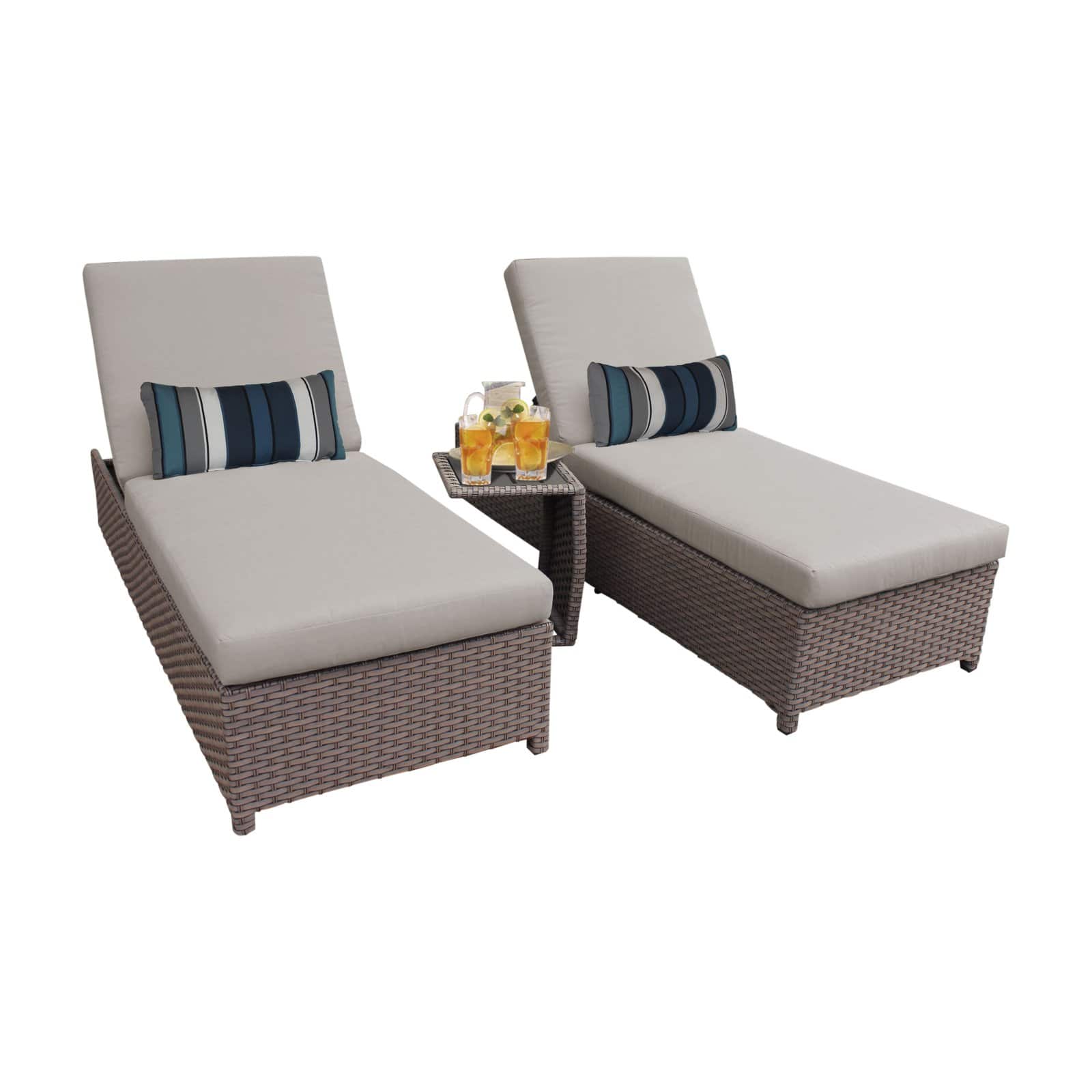 TK Classics Florence 3 Piece Wheeled Wicker Outdoor Chaise Lounge Set - image 2 of 11